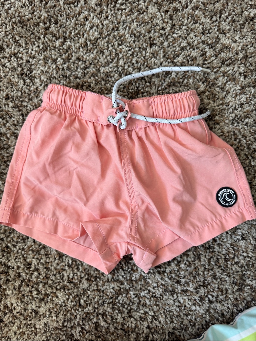 Kids Coral Swim Trunks with Drawstring